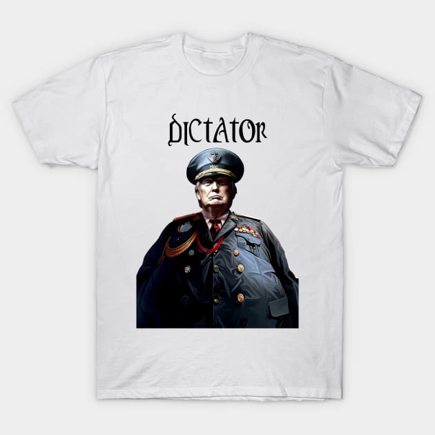 Donald Trump American Dictator: The Demise of American Democracy on a light (Knocked Out) background T-Shirt by Puff Sumo